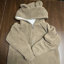 Old Navy Baby Brown Fleece Hooded Bear Ear Bunting Snowsuit 6  12M