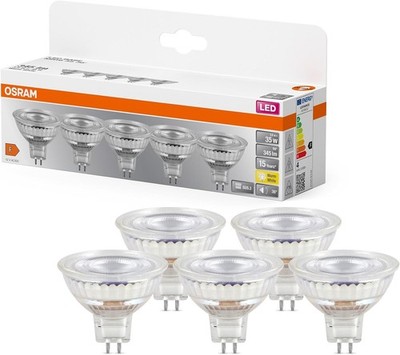 Osram LED BASE MR16 5er Pack GU5.3 Sockel 3.8W 2700K warmweiß nicht dimmbar Glas
