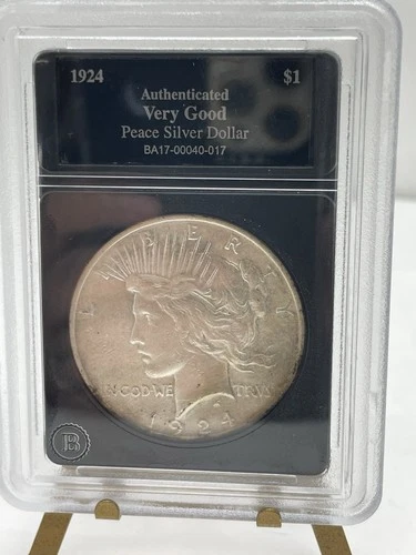 1924 Peace Silver Dollar Certified Very Good Bradford Exchange