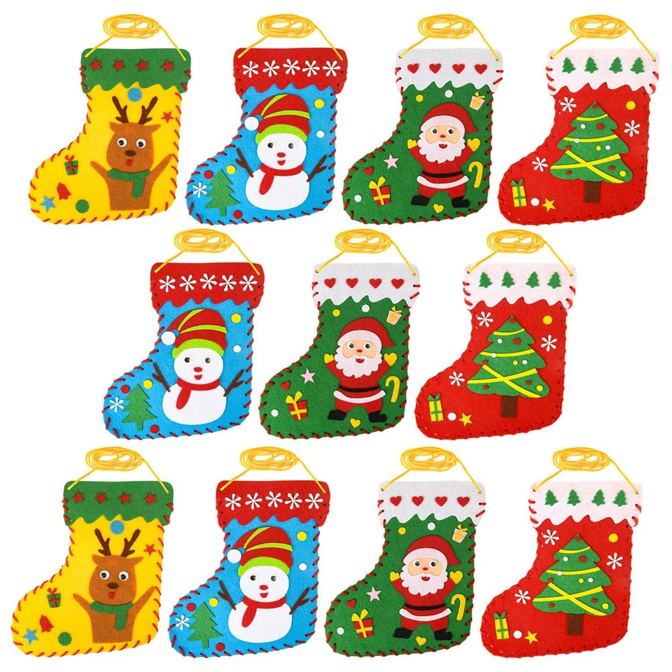 12pcs DIY Xmas Socks Accessory Christmas DIY Stocking Kit Education Toy DIY