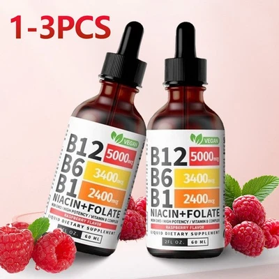 Vitamin B12 Sublinguale Flüssigkeitstropfen 5000mcg Natürlicher Energie-Booster - Bild 1 von 4