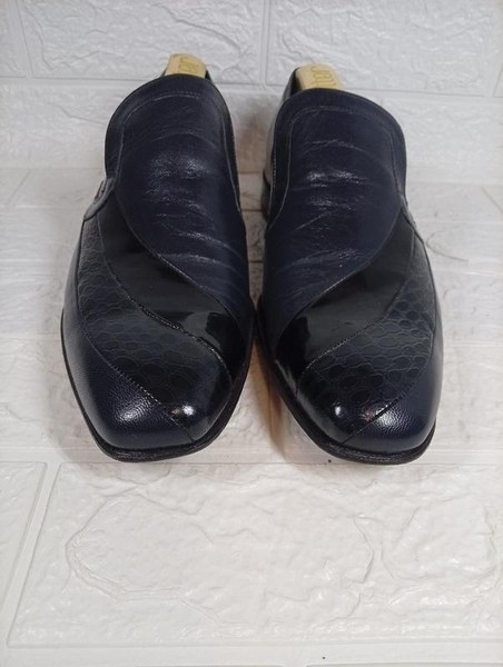 Men Barker Heels Navy Leather 43
