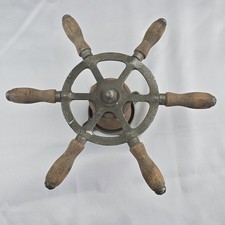 Antique Ship Steering Wheel 12 Cast Metal Wood Handles Nautical Marine Helm