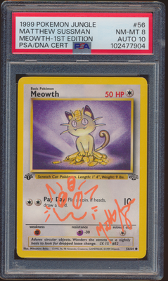 1999 Pokemon Jungle Meowth 1st Edition #56 Matthew Sussman PSA 8