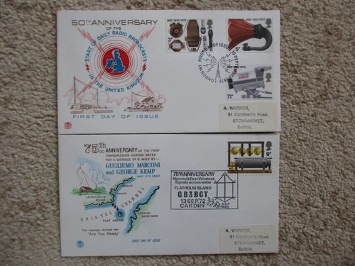 1972 BBC PAIR OF STUART FIRST DAY COVERS, LONDON W1 & FLATHOLM ISLAND HANDSTAMPS