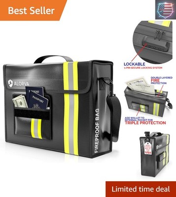Upgraded Fireproof & Waterproof Document Bag   Lockable 17 x 12 x 5  with Wal...