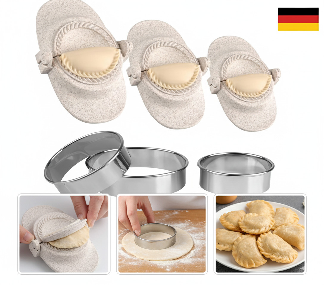 Dumpling Maker & Empanadas Maker Set Mit Rundem Dough Cutter [3 Größen] - Raviol