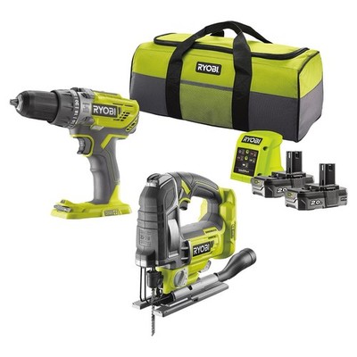 Ryobi 18V Li-Ion One Akku-Kombi-Bohrschrauber Stichsäge (2 x 2Ah) RCK182K-220S UVP 225£