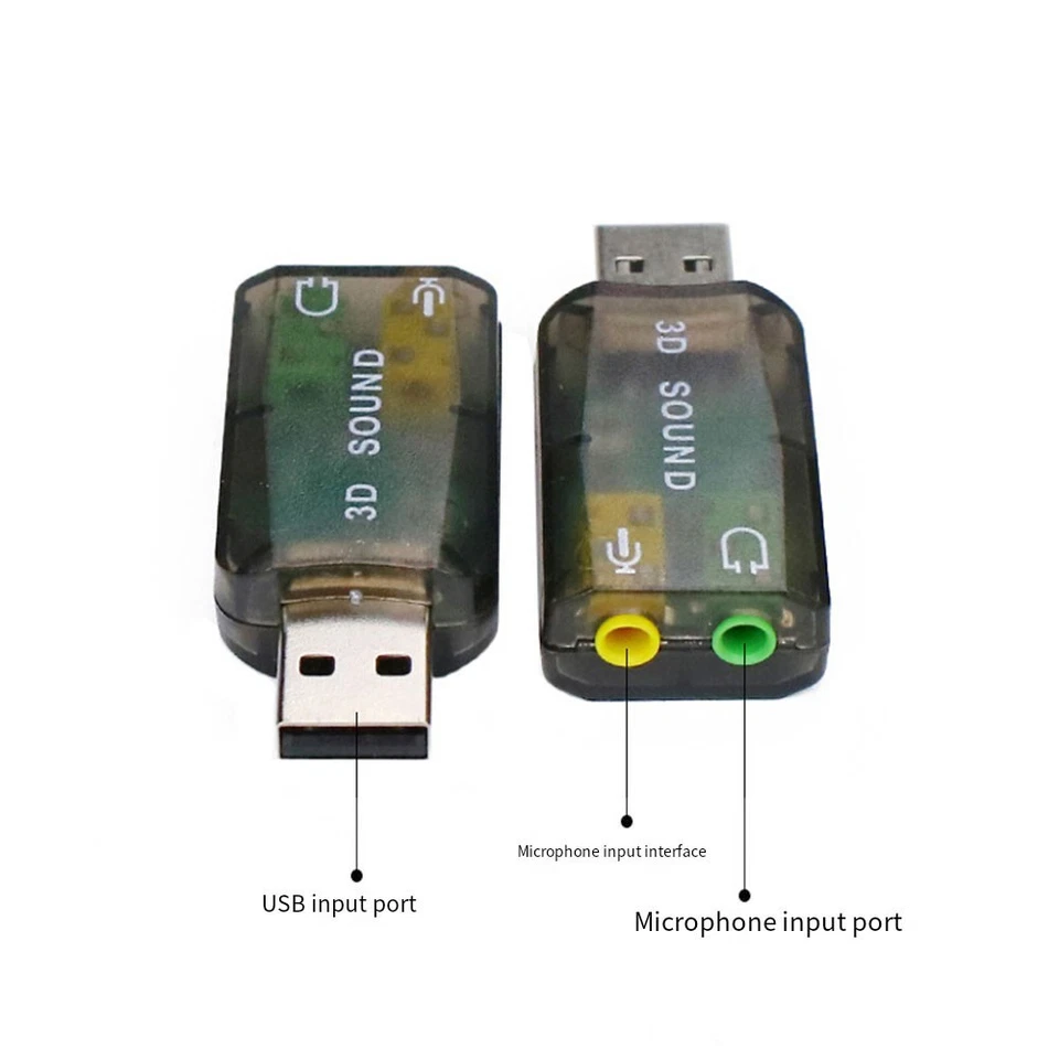 Praktisches tragbares Mini USB 3 5mm Mikrofon Kopfhörer Soundkarte Adapter - Bild 2 von 4