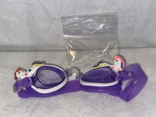 Super Anit-Fog Purple Unicorn Swim Googles And Ear Plugs New With Out Tags