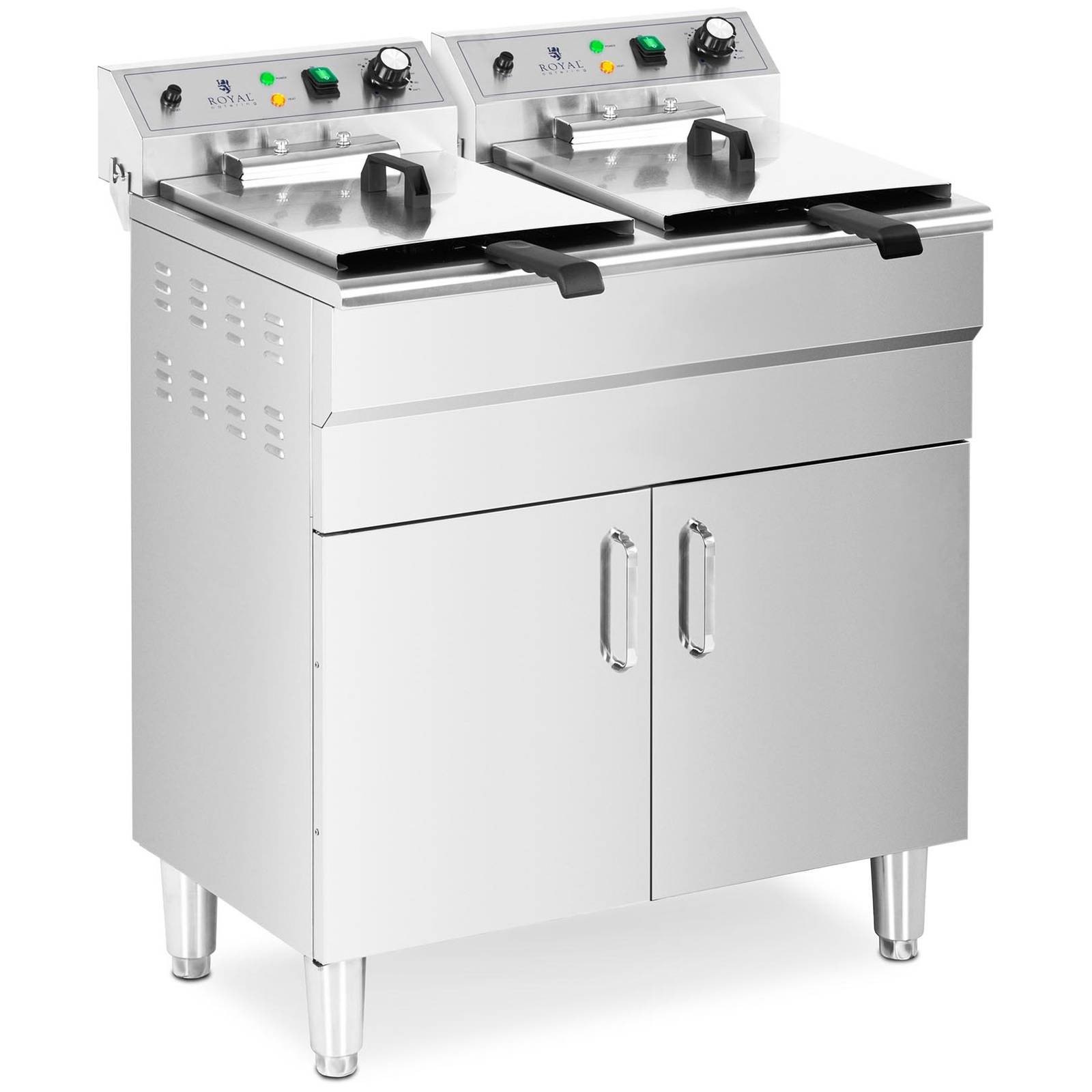 Profi Doppel-Elektro-Fritteuse Gastro Edelstahl Kaltzonen Kapazität 2 x 16 l
