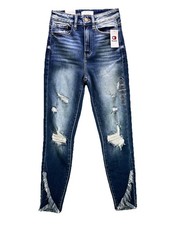 KanCan Jeans Womens 24 Blue Kurvy Ultra High Rise Ankle Skinny Distressed NWT