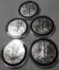Lot of 5 – 2016 American Silver Eagle 1 oz .999 Fine Silver – BU – 5 oz Total