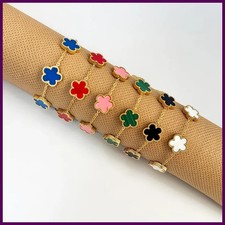 Adjustable Stainless Steel Bracelet Double Sided Bracelets Five Leaf Petals