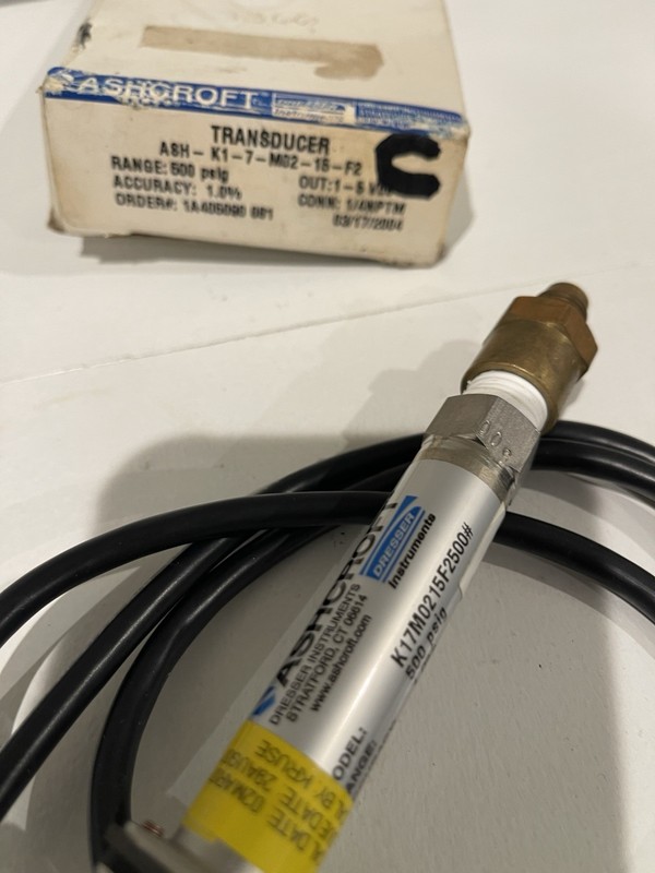 ASHCROFT ASH-K1-7-M02-15-F2 TRANSDUCER 1-5 Vdc. 500 Psig.  1/4 NPTM