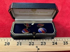 Guards Brigade Stripe Chain Cufflinks by London Badge & Button Co. Original Case