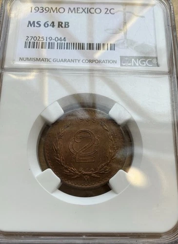 1939 Mo Mexico 2C Centavos NGC MS64RB BEST BUY ON EBAY