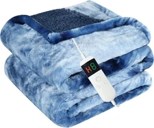 Electric Blanket Full Size, Soft Sherpa Heated Blanket Single Control with 10 He