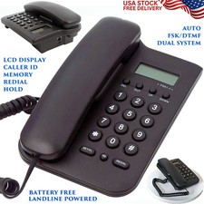 CORDED LANDLINE WALL PHONE CALLER ID LCD DISPLAY ADJUSTABLE SPEAKER HOLD REDIAL