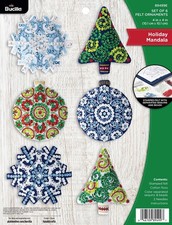 Felt Applique 6 Piece Ornament Making Kit, Mandala Christmas, Perfect for DIY...