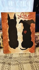 Love Painting of 2 Dogs In A Field Canvas Art Wall Painting