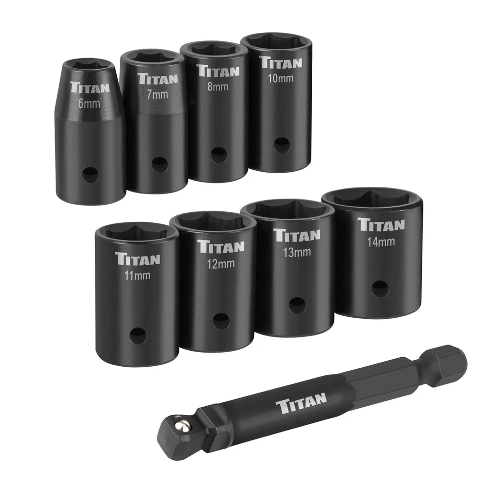 Titan 46201 9-Piece 1/4-Inch Drive Metric Shallow Impact Socket Set, 6-Point,... - Image 2 of 4