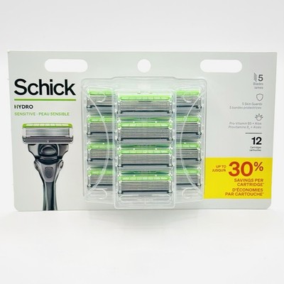 Schick Hydro Sensitive Men's Razor Blade 12 Refill Cartridges New Sealed