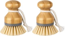 MR.SIGA Bamboo Palm Brush, Scrub Brush for Dishes Pots Pans 2pack, Natural 