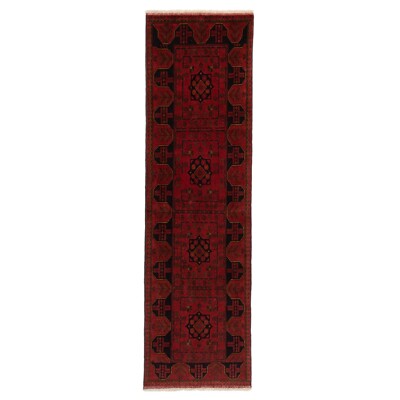 Afghan 286x81 cm Handgeknüpfter Orientteppich Zustand Carpet Rug Rot