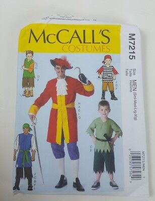 McCalls M7215 Men's Pirate Captain Hook Costume Sewing Pattern Sm