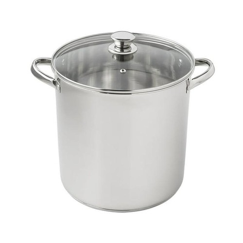 Stainless Steel 12Qt Stock Pot W/ Glass Lid Cooking Soups Sauces Pastas Home New - Picture 7 of 7