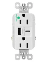 Pass & Seymour Legrand Hosp Grade Fast Charge USB + DUP TR15HUSBAC6W  Outlet