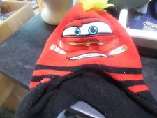 Disney Pixar red, black yellow Cars knit hat with yellow mohawk - toddler size