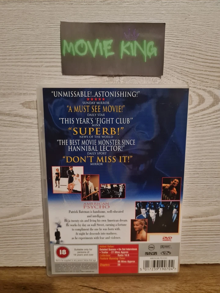 American Psycho (DVD, 2000) Christian Bale Reese Witherspoon [Region 2] [UK] 18 - Image 4 of 4