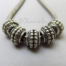 Wholesale European Large Hole Silver Plated Spacer Beads E2294 - 10, 20 Or 50PCs
