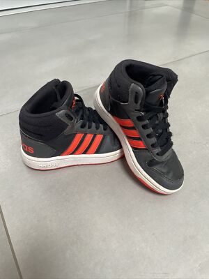 adidas Schuhe Sneaker Hoops 2.0 Mid Sportschuhe Freizeit schwarz-orange