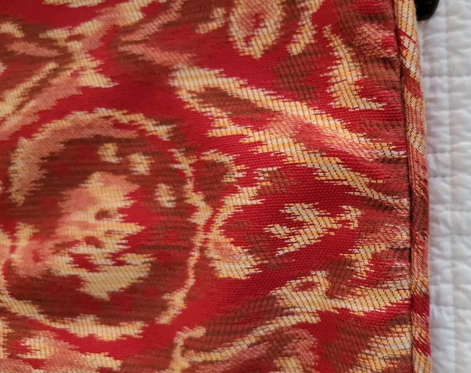 Pier 1 Imports Throw Pillow Covers Pair (2) 17x17 Red Beige Burgundy Tapestry  - Image 4 of 4