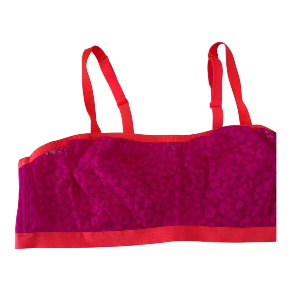 Sujetador Cacique Bandeau 44C Rosa Neón y Naranja Encaje Estampado Leopardo Nylon/Spandex Foto 2 de 4