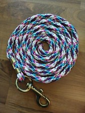 Horse Nylon poly round Lead Rope 80 inches with brass Swivel Snap multi colored