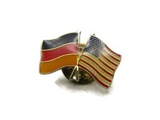 German & American Flag Pin Gold Tone