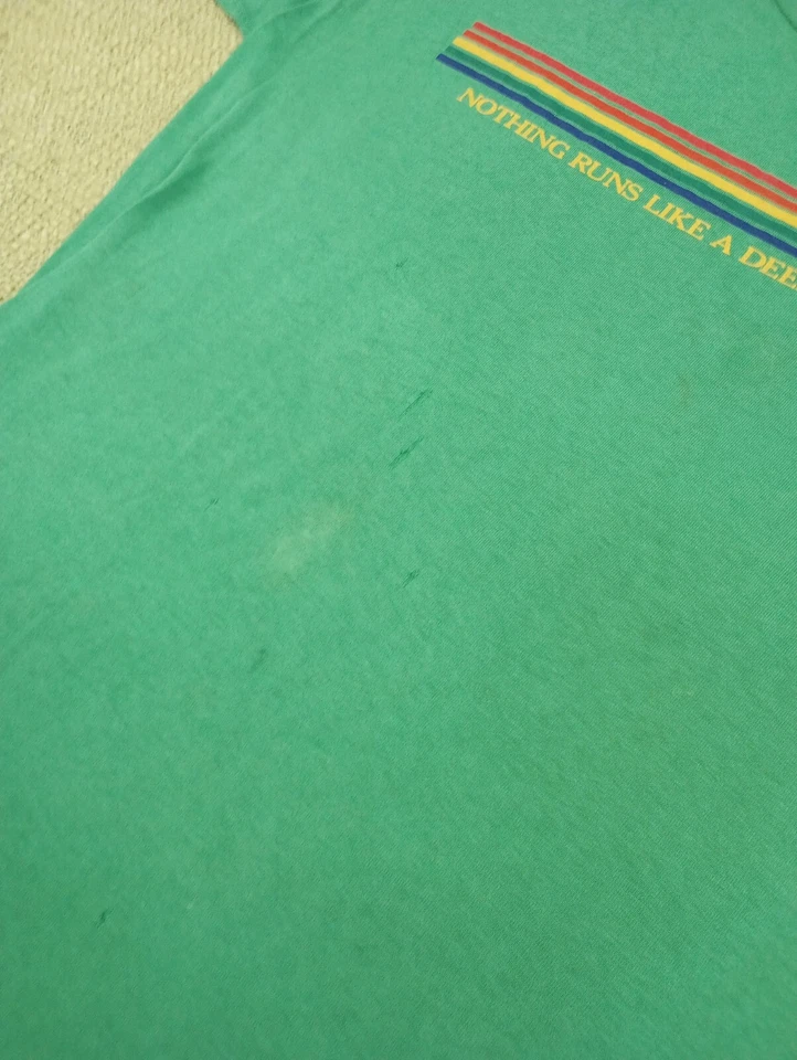 Camiseta vintage de los años 80 a rayas arcoíris John Deere Large Foto 4 de 4