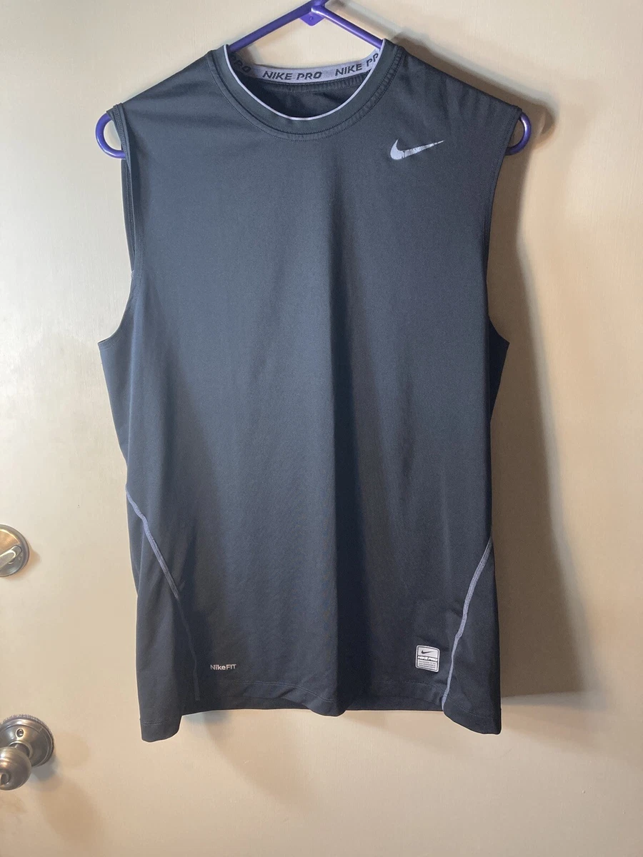 NIKE PRO Sleeveless Compression Athletic Tank Top, Black, Size M