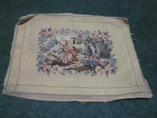 Finished victorian style Floral Needlepoint Victorian Woman Petit point Hiawatha