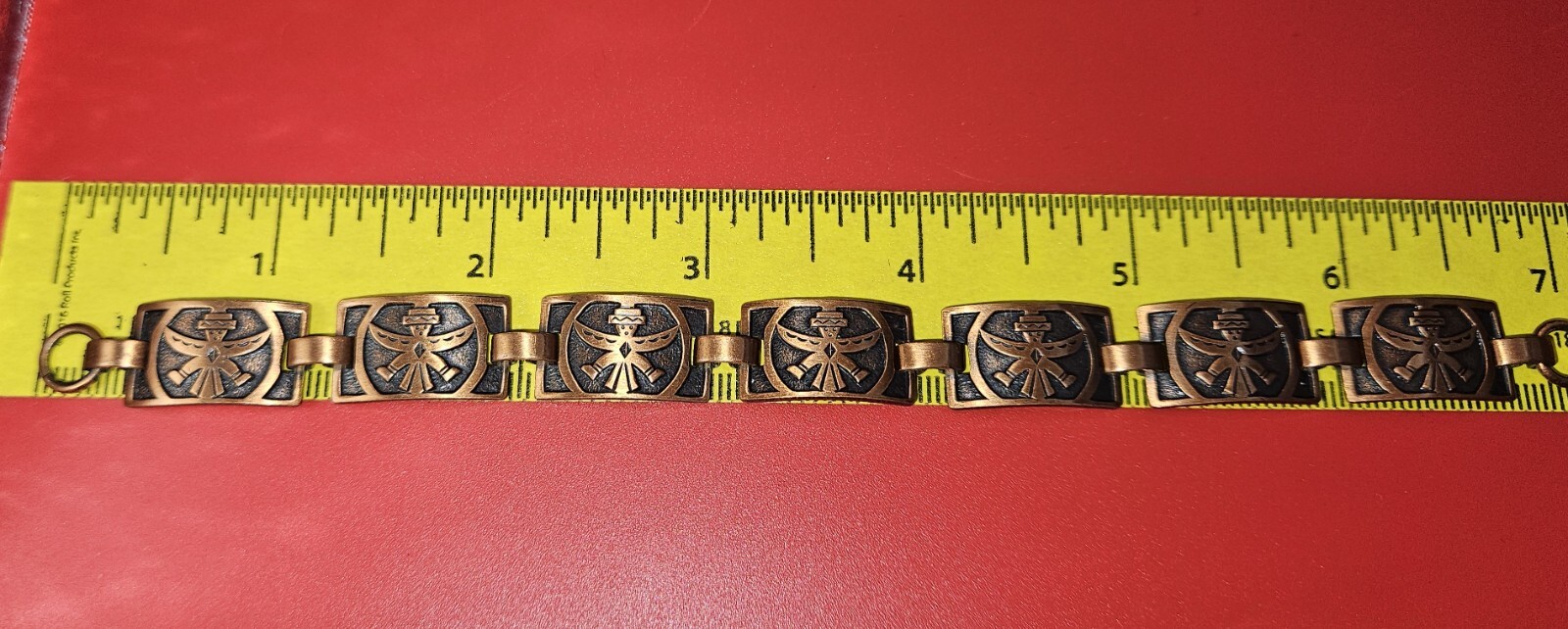 Vintage Solid Copper Southwest Link Panel Bracele… - image 8