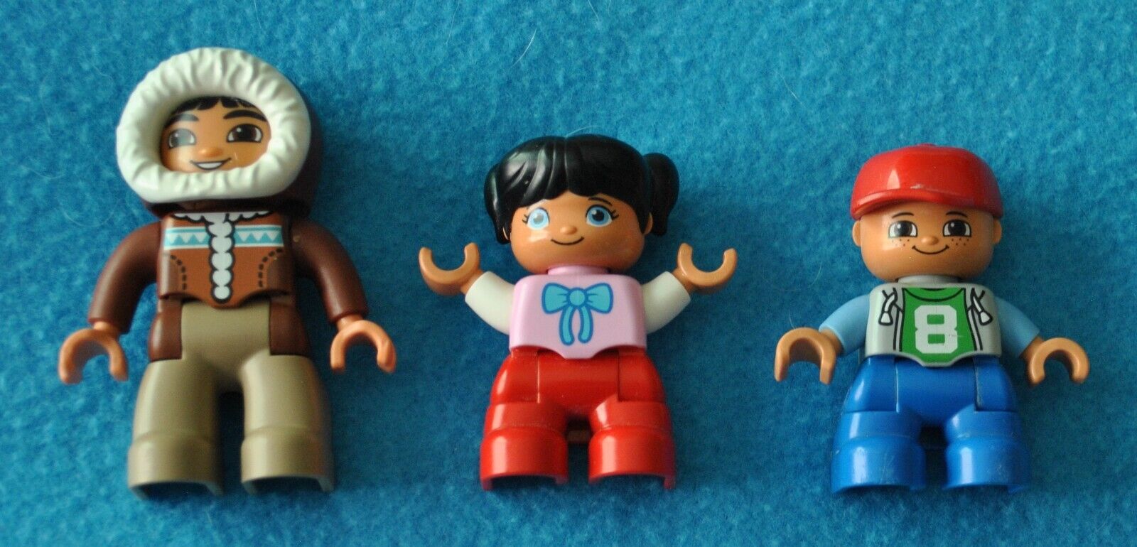 LEGO DUPLO ESKIMO MAN FATHER 2.5" FIGURE in Fur Trimmed Jacket Boy and Girl Set