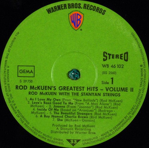 Rod McKuen - Rod McKuen's Greatest Hits-2 1971 LP, Comp, RP Warner Bros. Re - Picture 3 of 4