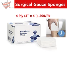 Non Woven Gauze Sponges  4 x 4 - Non-Sterile- 4-ply - 200 Sponge/ PK, Lint Free