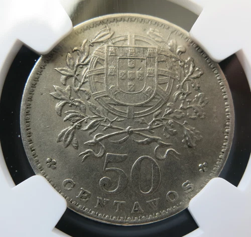 PORTUGAL Republic 50 Centavos 1930 NGC AU 58 UNC Nickel Liberty Scarce KEY DATE
