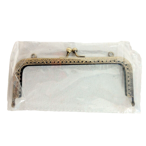 1 Metal Purse Frame 5 7/8" Brass Tone Kiss Lock Clasp Frame DIY Crafter NEW