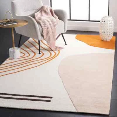 Tapis moderne touffeté à la main Nz laine tapis beige couleur design abstrait... - Photo 1/4